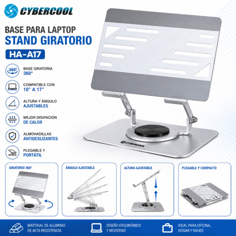 BASE PARA LAPTOP STAND GIRATORIO CYBERCOOL HA-A17