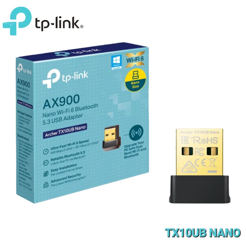 ADAPTADOR USB BLUETOOTH 5.3 Y USB WIFI 6 AX900 TP-LINK ARCHER TX10UB NANO