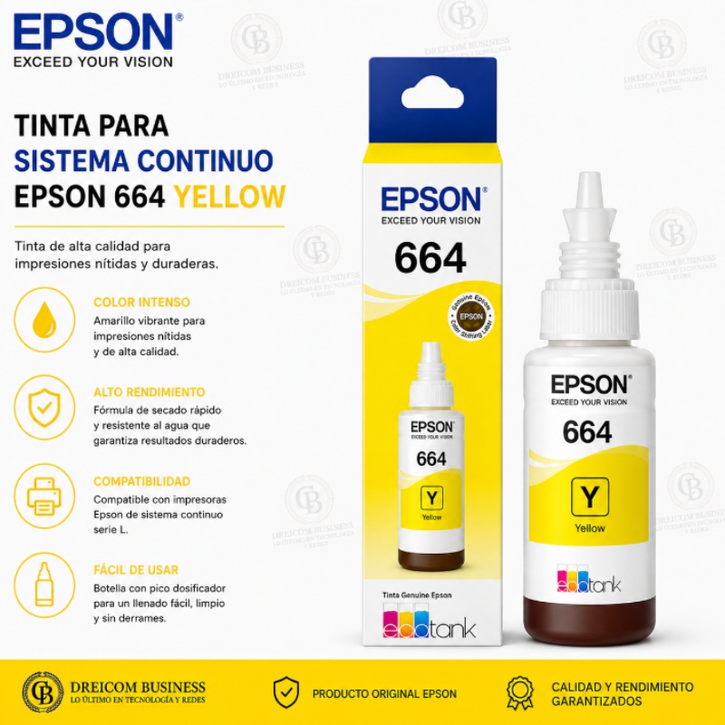 TINTA PARA SISTEMA CONTINUO EPSON 664 YELLOW