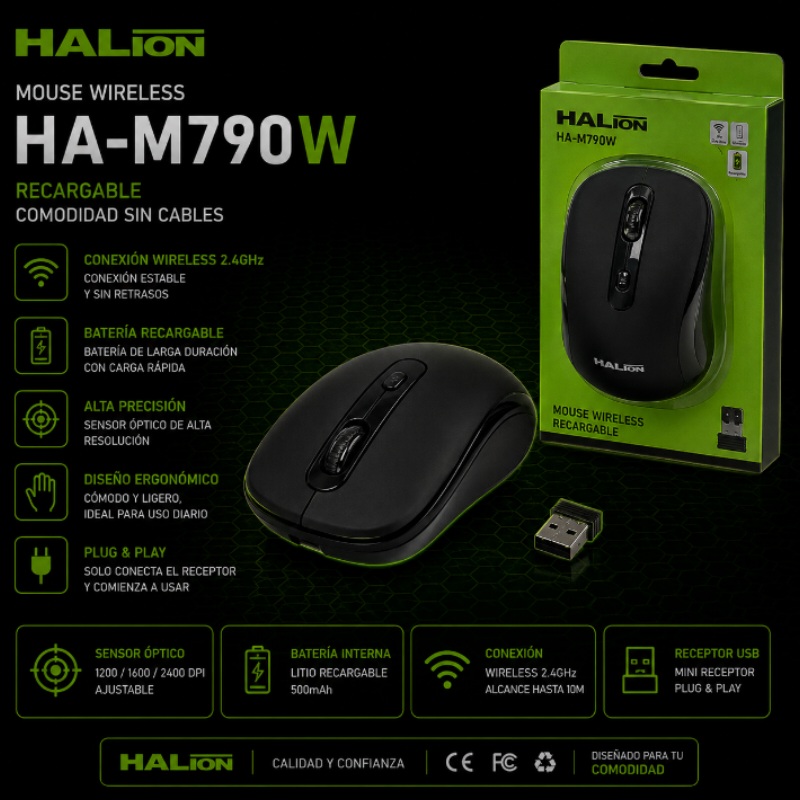 MOUSE WIRELES RECARGABLE HALION HA-M790W