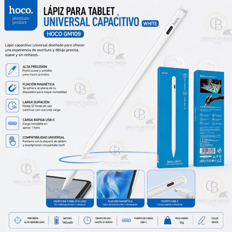 LAPIZ PARA TABLET UNIVERSAL CAPACITIVO WHITE HOCO GM109