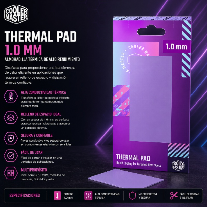 ALMOHADILLA TERMICA COOLER MASTER THERMAL PAD 1.0 MM TPX-NOPP-9010-R1 4719512123195