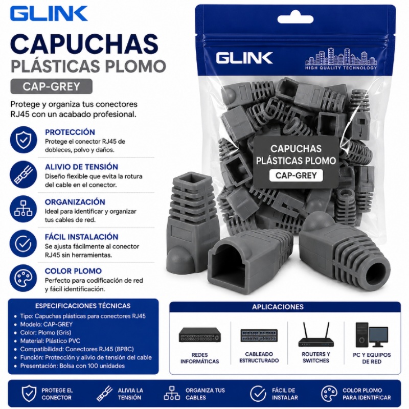 CAPUCHAS PLATICAS PLOMO UNIDAD CAP-GREY