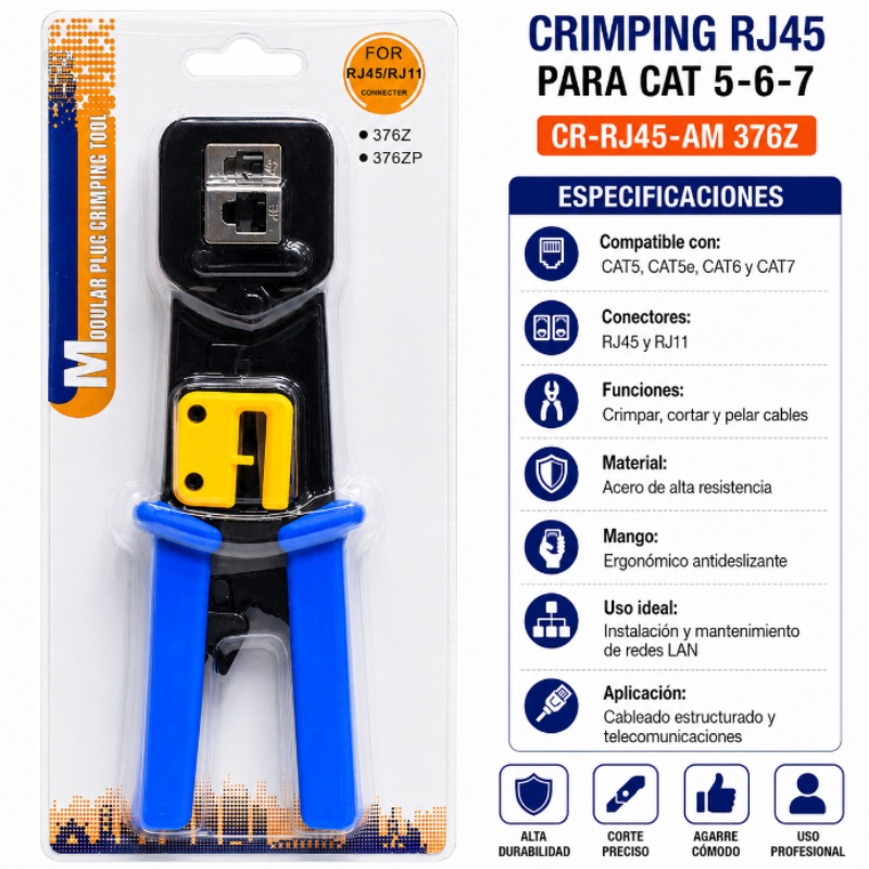 CRIMPING RJ45 PARA CAT 5-6-7 AMERICANT NET CR-RJ45-AM 376Z