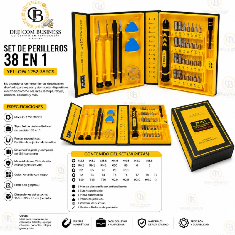 SET DE PERILLEROS 38 EN 1 YELLOW 1252-38PCS