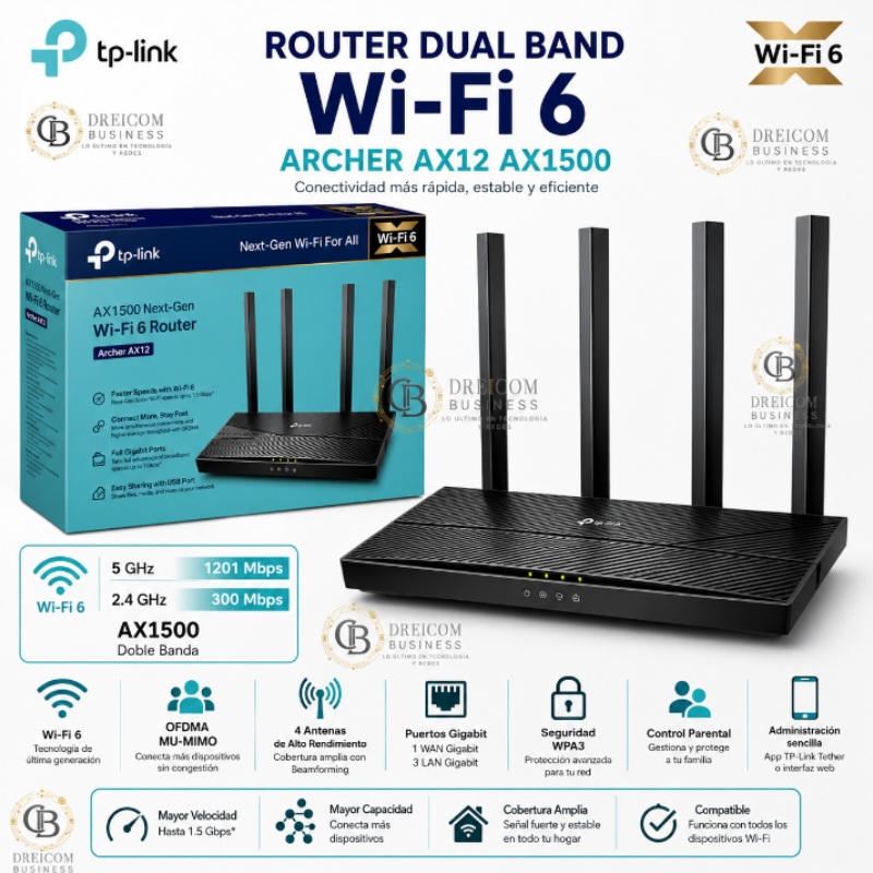 ROUTER DUAL BAND WIFI 6 ARCHER AX12 AX1500 TP LINK