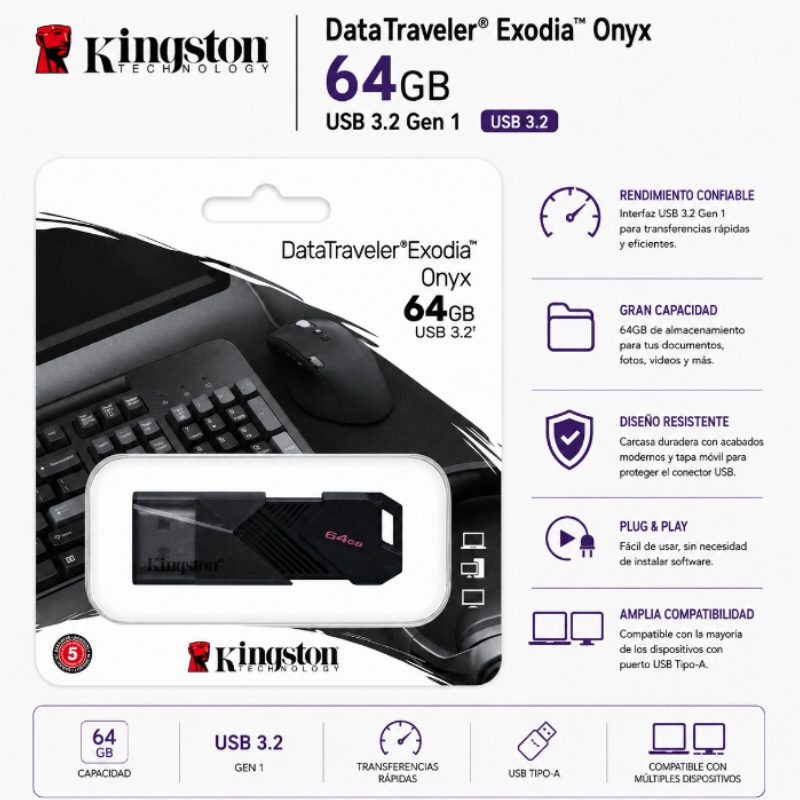 USB 64 GB KINGSTON 3.2 DATA TRAVELER ONYX DTXON/64GB