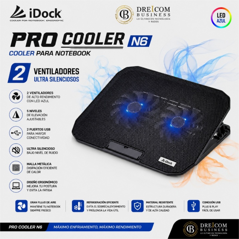 COOLER IDOCK 2 VENTILADORES PRO COOLER N6