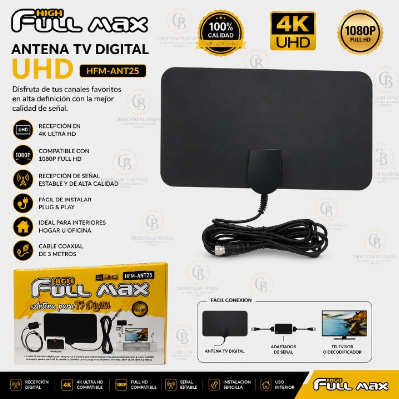 ANTENA TV DIGITAL UHD FULL MAX HFM-ANT25