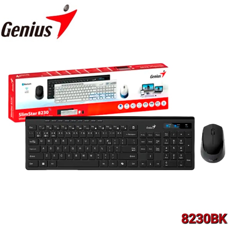 COMBO TECLADO + MOUSE GENIUS SLIMSTAR 8230 WIRELESS/BLUETOOTH BLACK