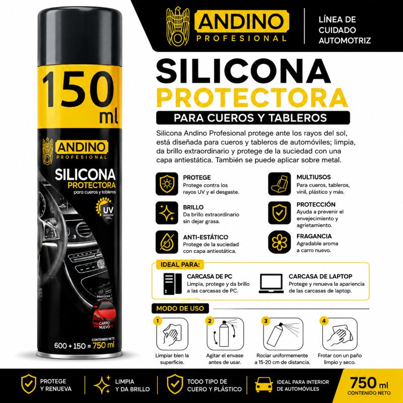 SILICONA MULTIUSOS UV 750ML ANDINO AND750