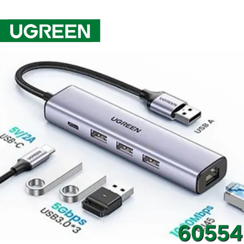 HUB TIPO USB 3.0 3 PUERTOS USB Y RJ45 UGREEN
