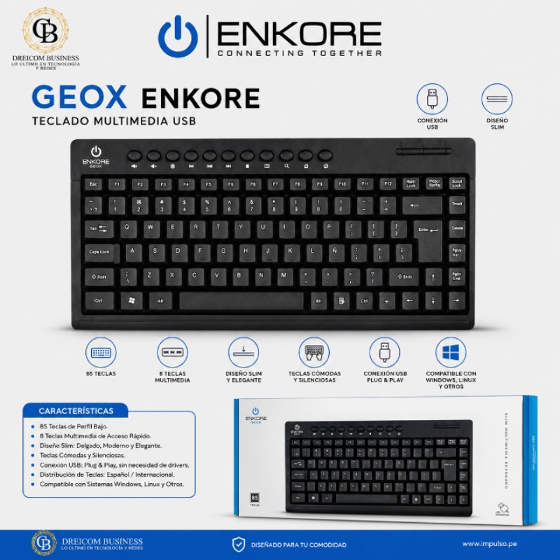TECLADO MULTIMEDIA USB GEOX ENKORE