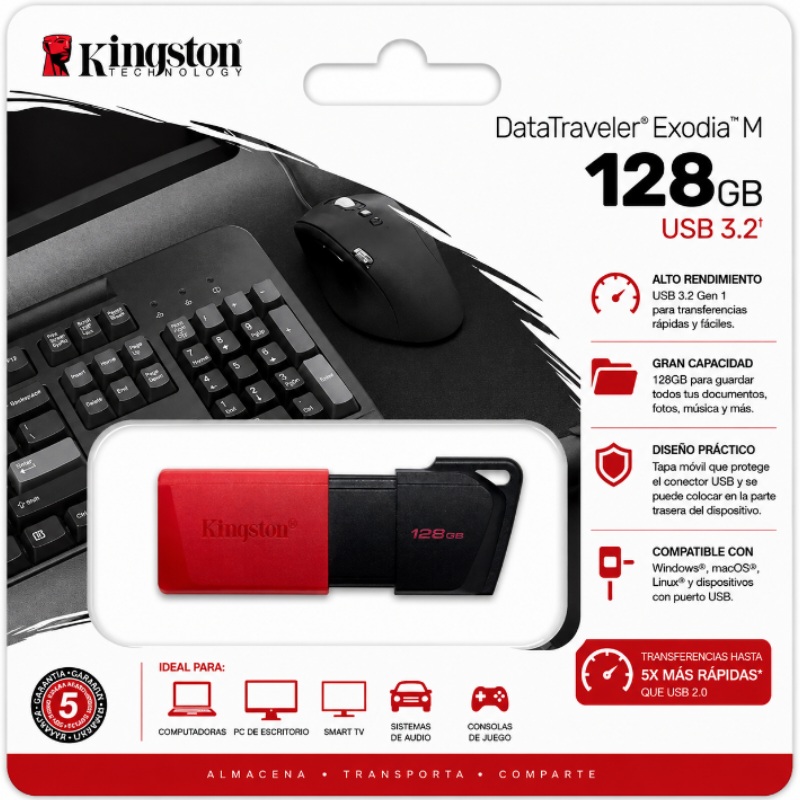 MEMORIA USB DATA TRAVELER EXODIA M 128GB 3.2 KINGSTON DTXM/128GB