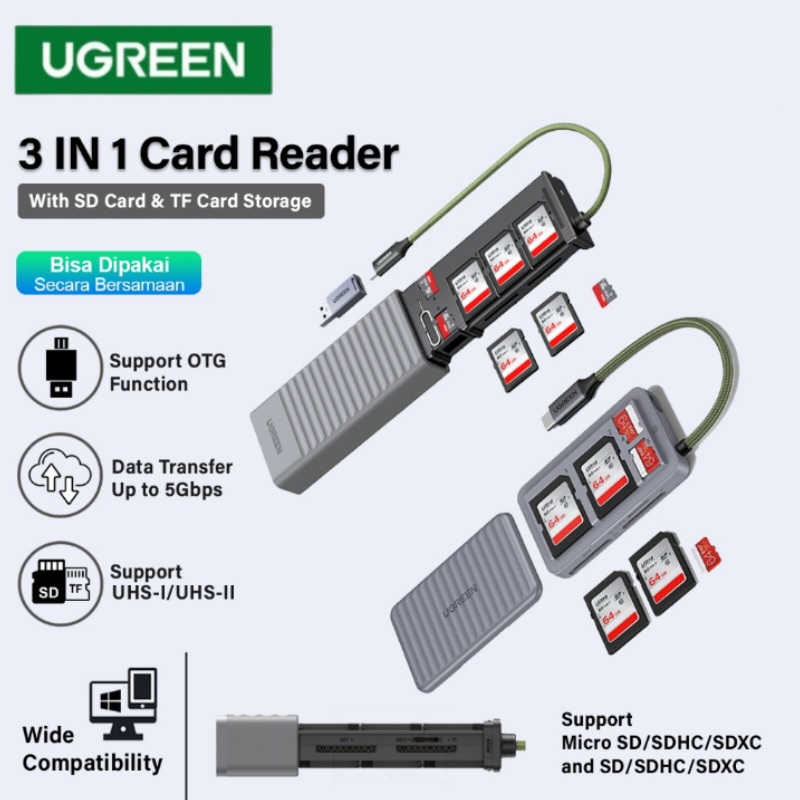 LECTOR DE MEMORIA CON CARCASA USB A Y USB C UGREEN