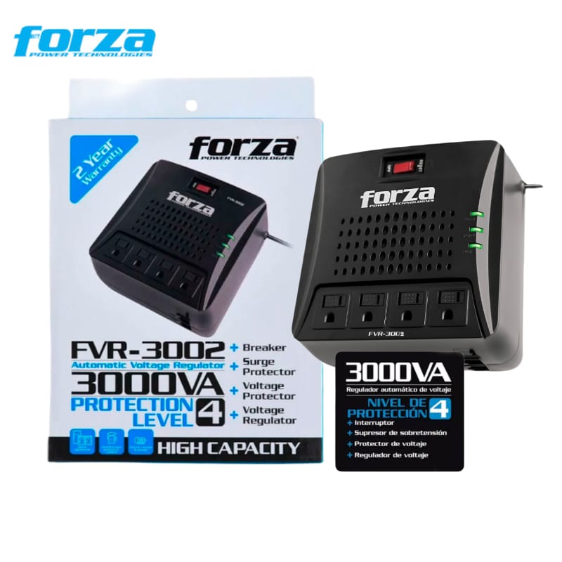 ESTABILIZADOR 3000VA 4 TOMAS 1500W FORZA