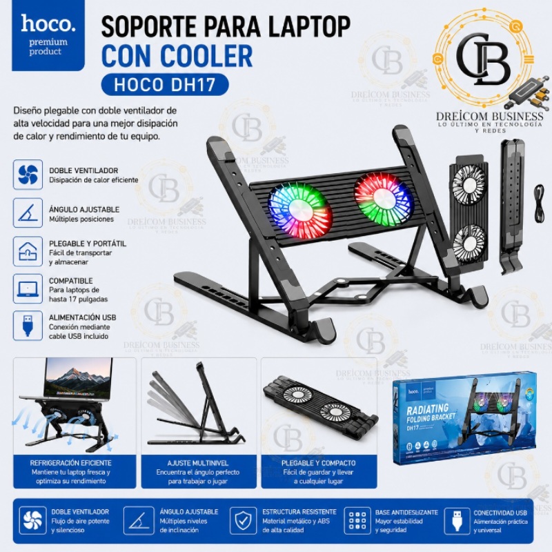 SOPORTE PARA LAPTOP CON COOLER HOCO DH17