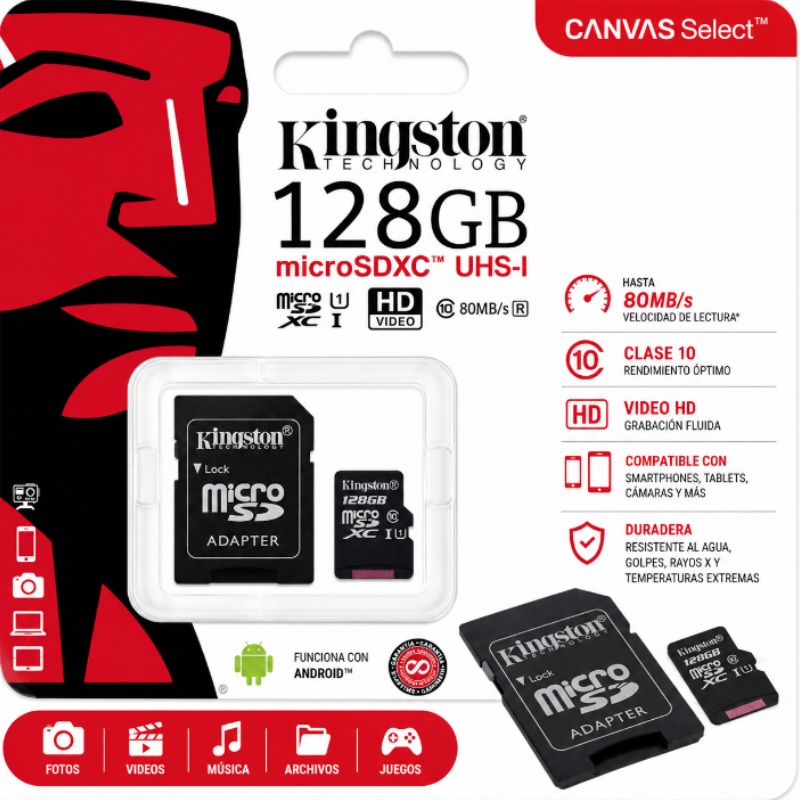 MICRO SD 128 GB CLASE 10 KINGSTON SDCS2/128GB