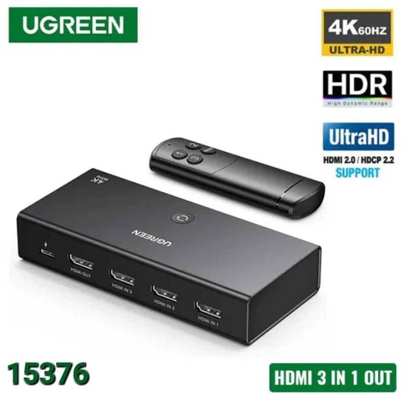 SWITCH HDMI 3 EN 1 4K 60HZ UGREEN