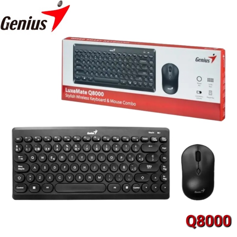 COMBO TECLADO Y MOUSE WIRELESS LUXEMATE Q8000 TKL USB BLACK GENIUS