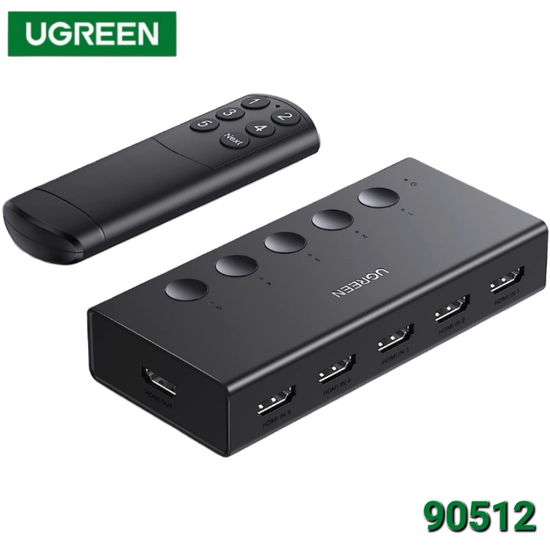 SWITCH HDMI 5 EN 1 4K 60HZ CON CONTROL REMOTO UGREEN