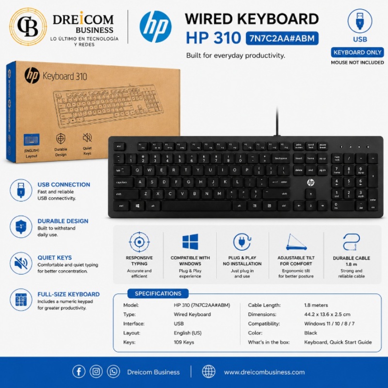 TECLADO CON CABLE HP 310