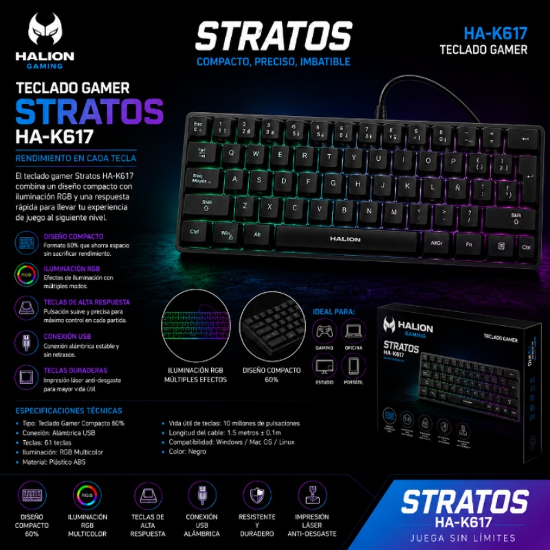 TECLADO GAMER STRATOS HALION HA-K617