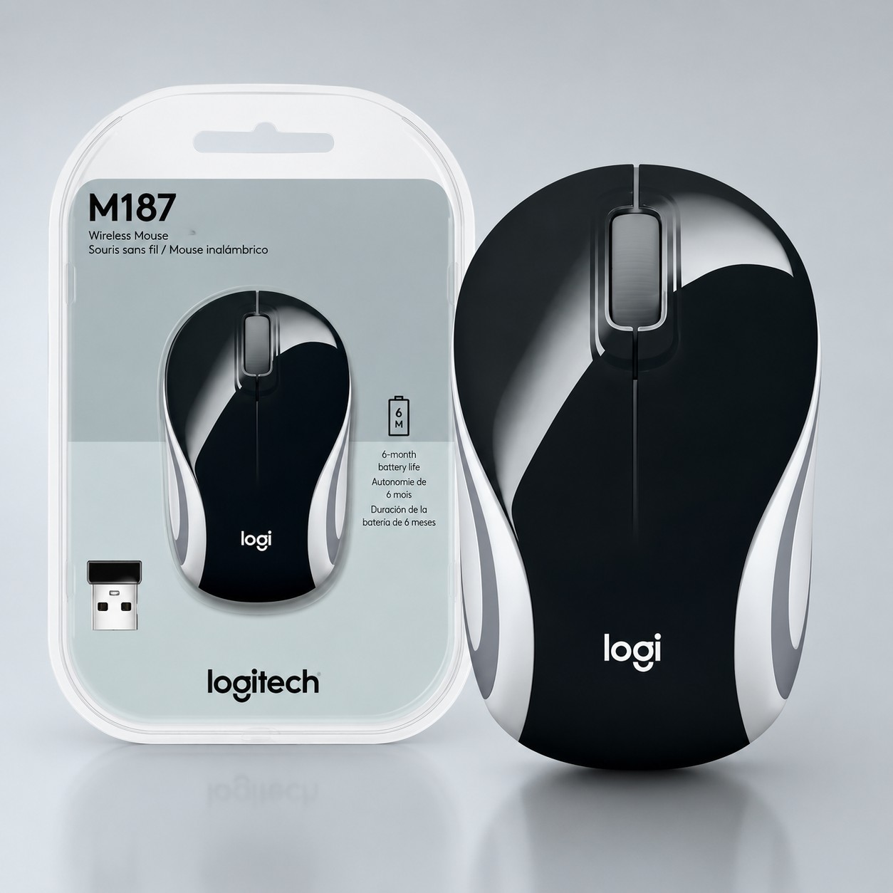 MOUSE LOGITECH M187 MINI WIRELESS REFRESH BLACK