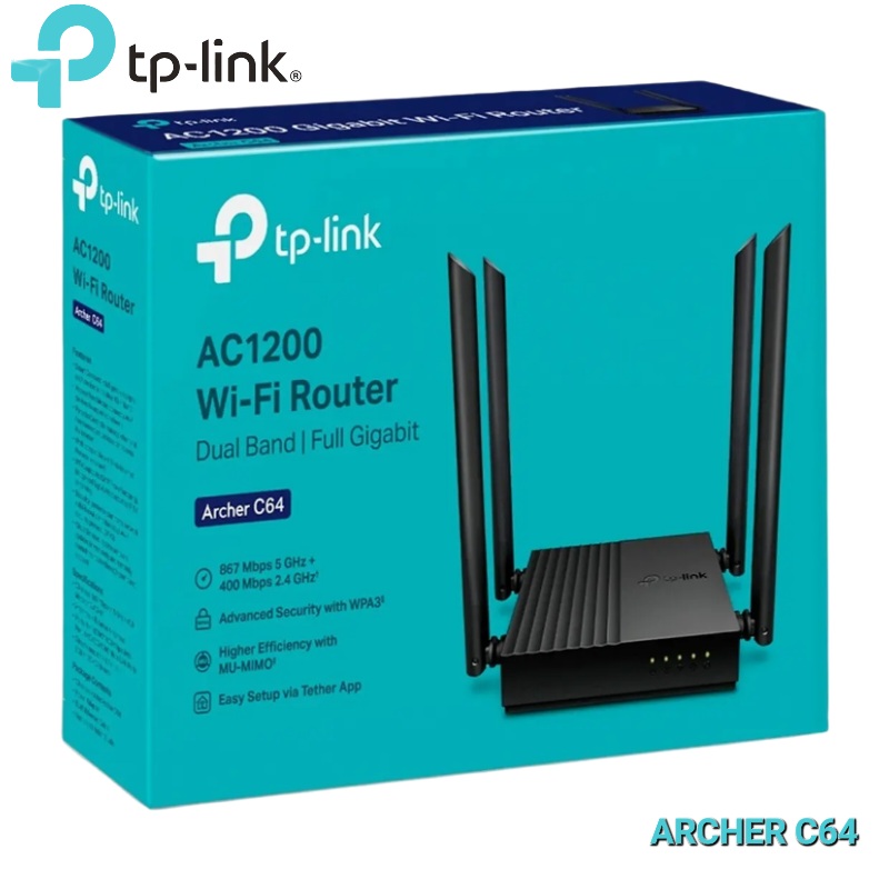 ROUTER DUAL BAND AC1200 GIGABIT TP LINK ARCHER C64