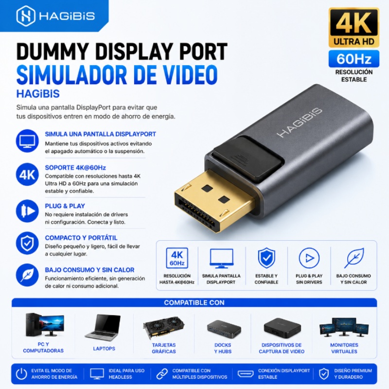 DUMMY DISPLAY PORT SIMULADOR DE VIDEO HAGIBIS