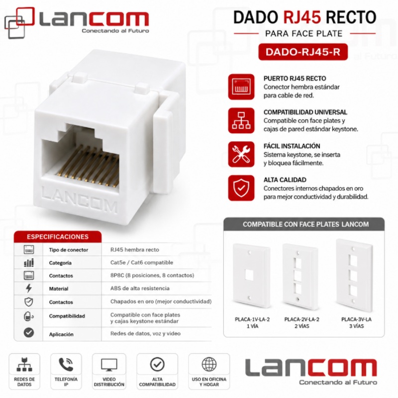 DADO RJ45 PARA FACE PLATE DADO-RJ45