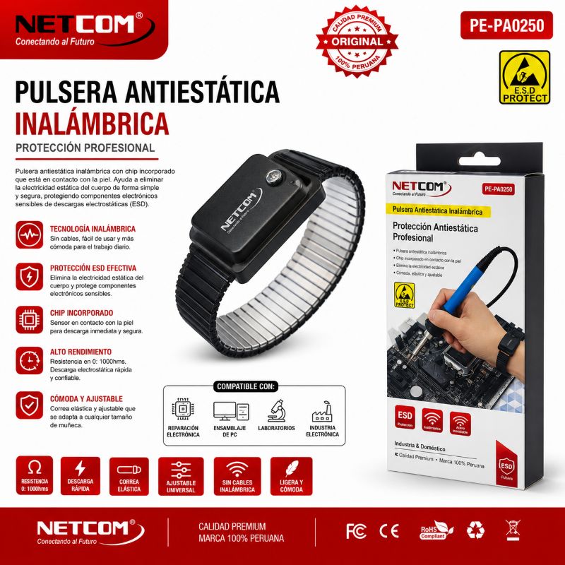 PULSERA ANTIESTATICA INALAMBRICA NETCOM PE-PA0250