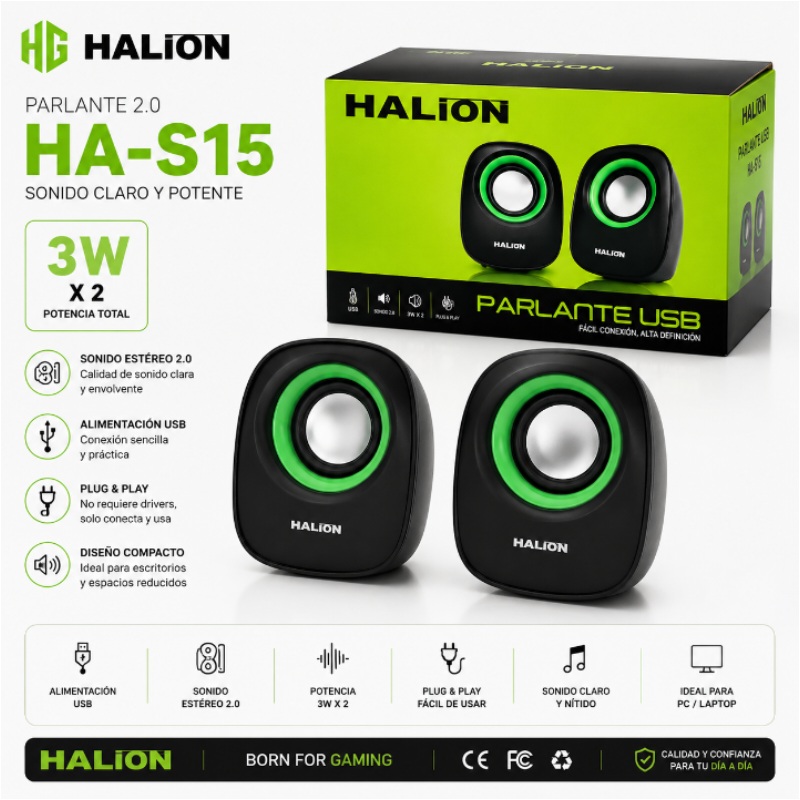 PARLANTE 2.0 3W X 2 HALION HA-S15