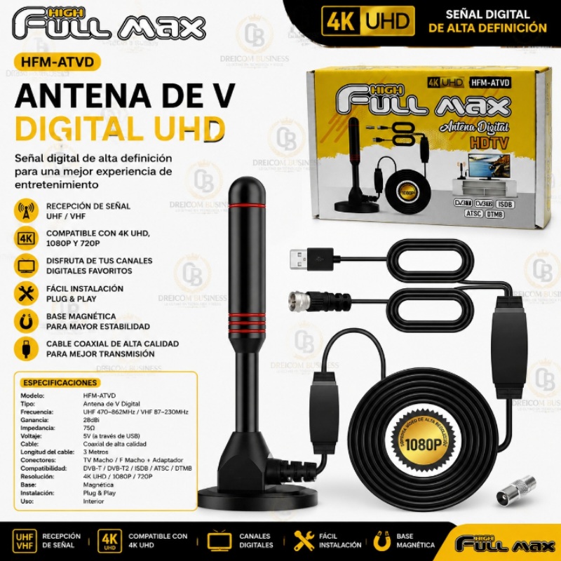 ANTENA DE V DIGITAL UHD FULL MAX HFM-ATVD