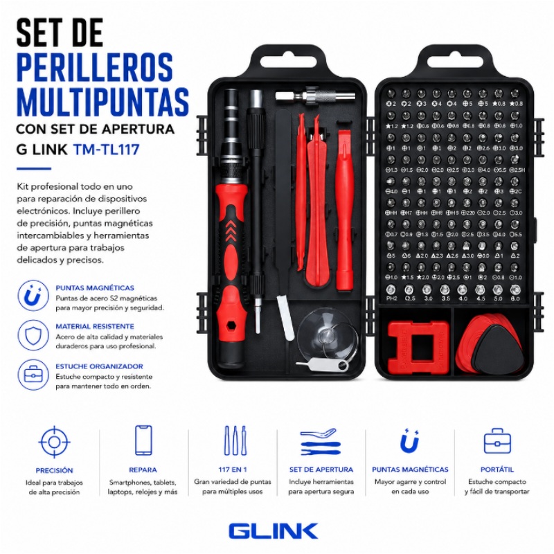 SET DE PERILLEROS MULTIPUNTAS CON SET DE APERTURA G LINK TM-TL117