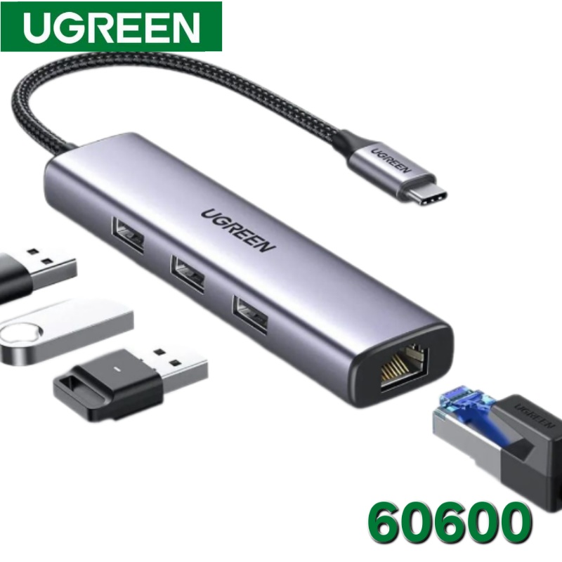 HUB USB C 3.0 3P CON RJ45 GIGABIT UGREEN