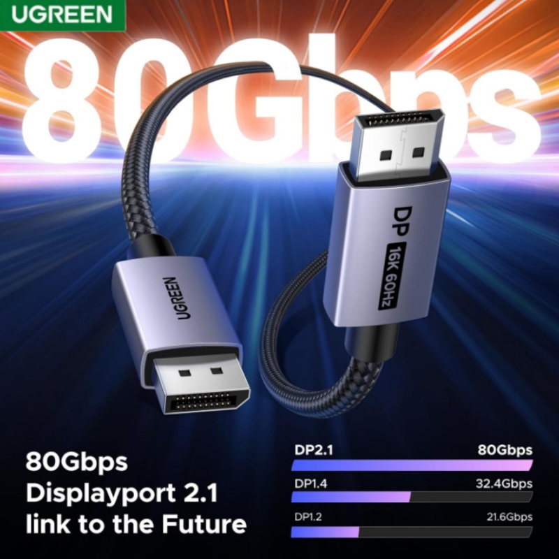 CABLE DISPLAY PORT M/M 16K ALUM 2M UGREEN