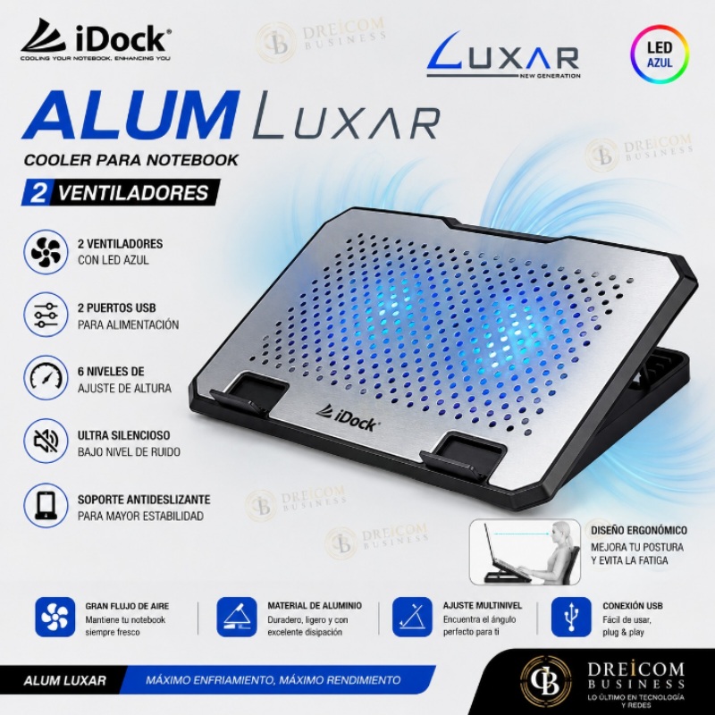 COOLER IDOCK ALUM 2 VENTILADORES LUXAR