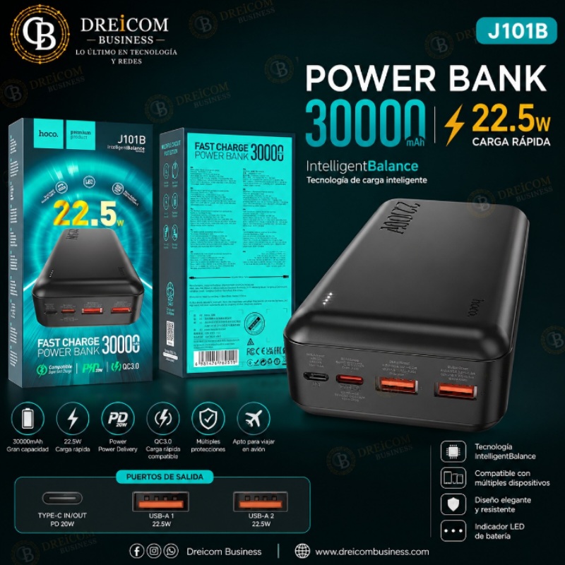 POWER BANK 22.5W 30000 MAH HOCO J101B