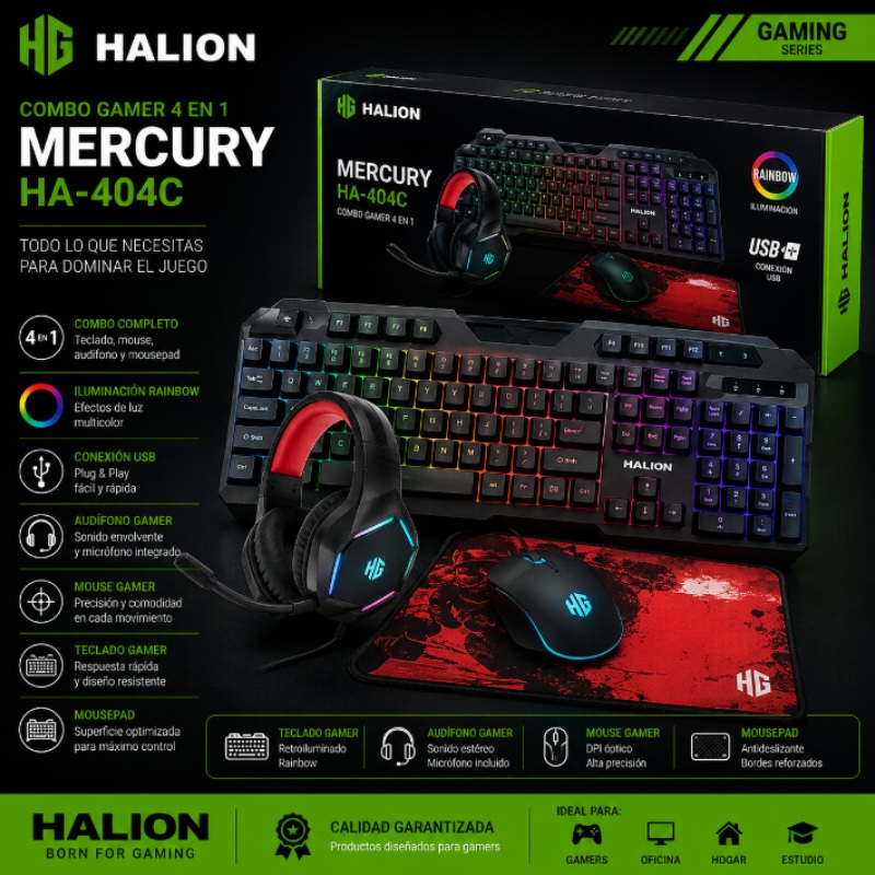 COMBO GAMER 4 EN 1 HALION MERCURY HA-404C