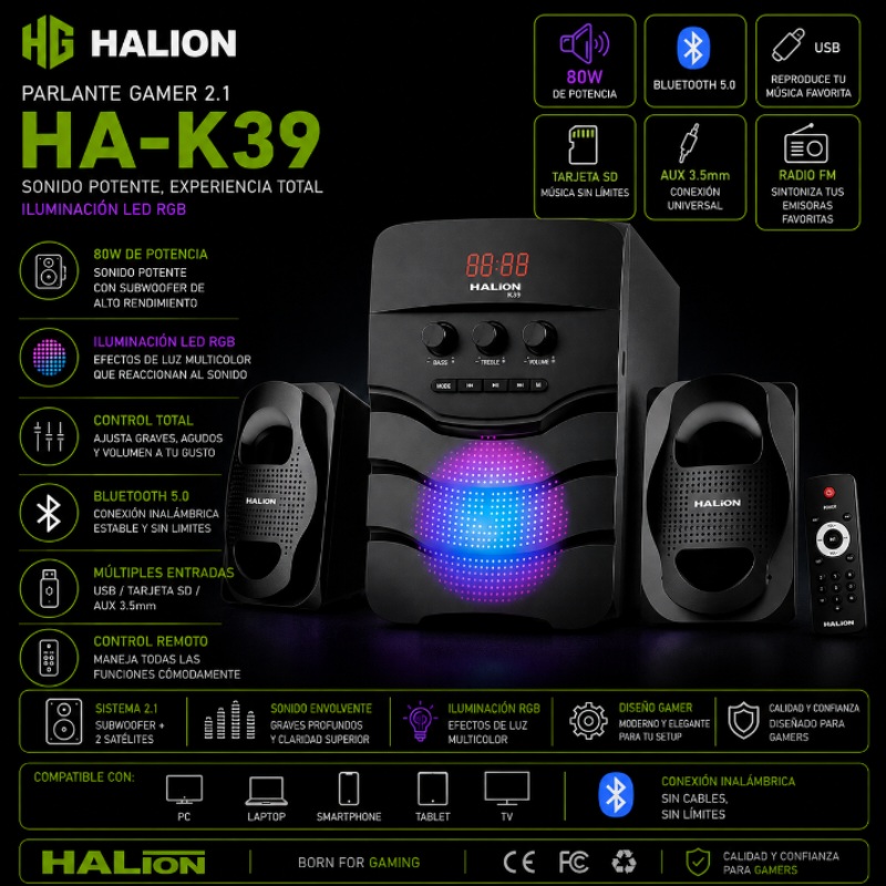 PARLANTE 2.1 YORK 80W HALION HA-K39