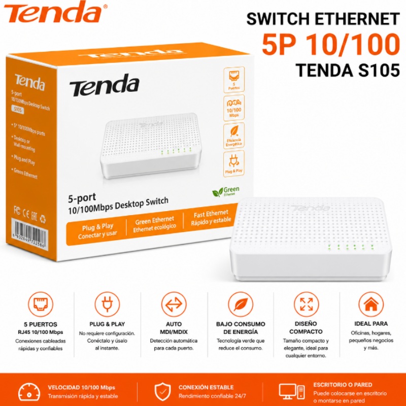 SWITCH ETHERNET 5P 10/100 TENDA S105