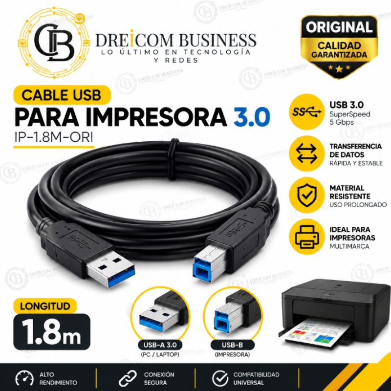 CABLE USB PARA IMPRESORA 3.0  IP-1.8M-ORI