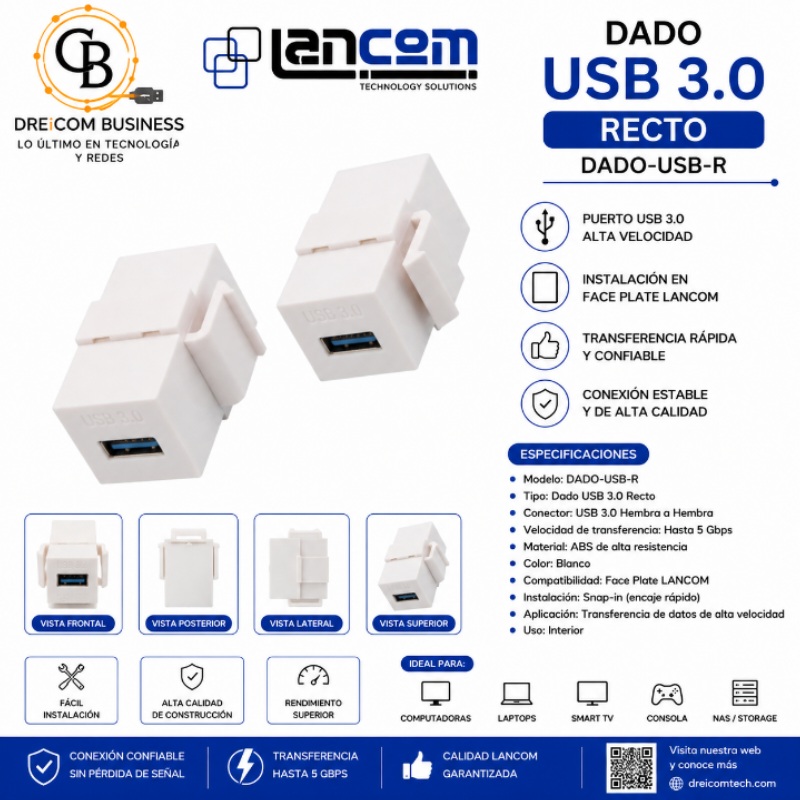 DADO USB 3.0 RECTO DADO-USB-R