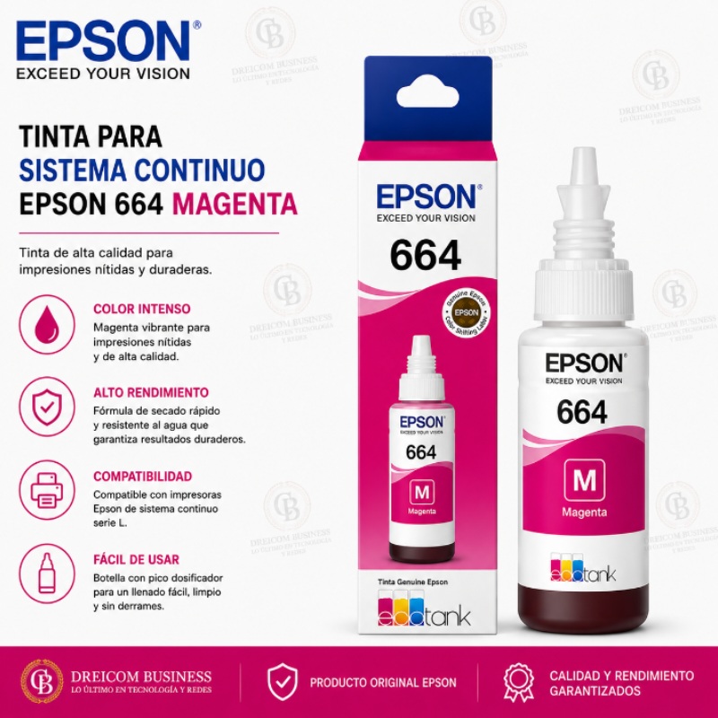TINTA PARA SISTEMA CONTINUO EPSON 664 MAGENTA