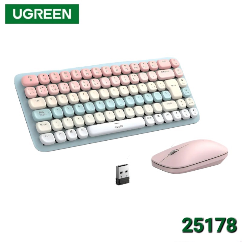 COMBO DE TECLADO CON MOUSE INALAMBRICO Y BLUETOOTH ROSADO UGREEN