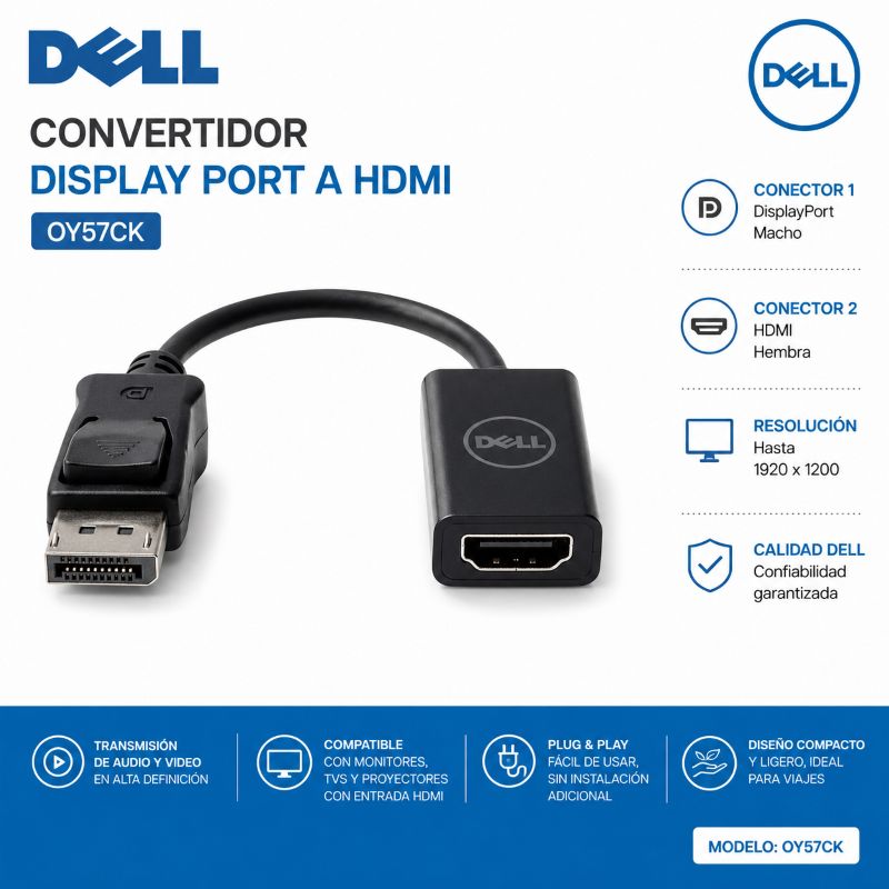 CONVERTIDOR DISPLAY PORT A HDMI DELL - OY57CK