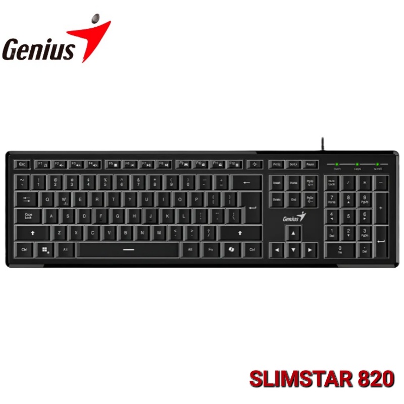 TECLADO GENIUS SLIMSTAR 820 RETROILUMINADO AI COPILOT USB SP BLACK 0029506