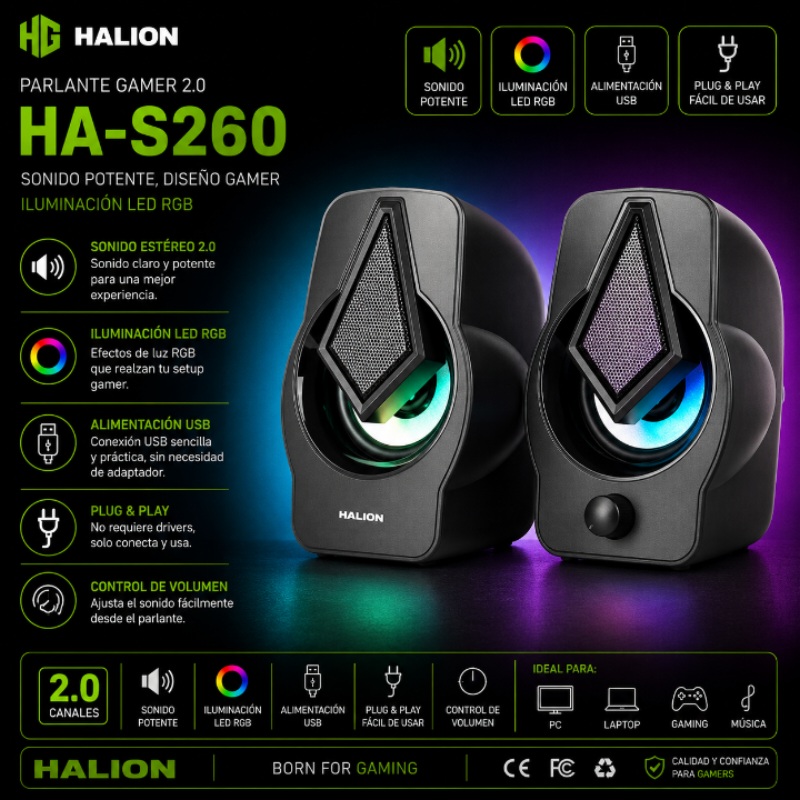 PARLANTE GAMER 2.0 HALION HA-S260