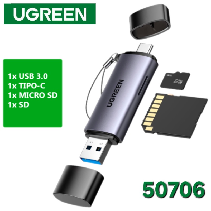 LECTOR DE MEMORIA CON OTG Y TIPO C 3.0 A 5GBPS 50706 UGREEN